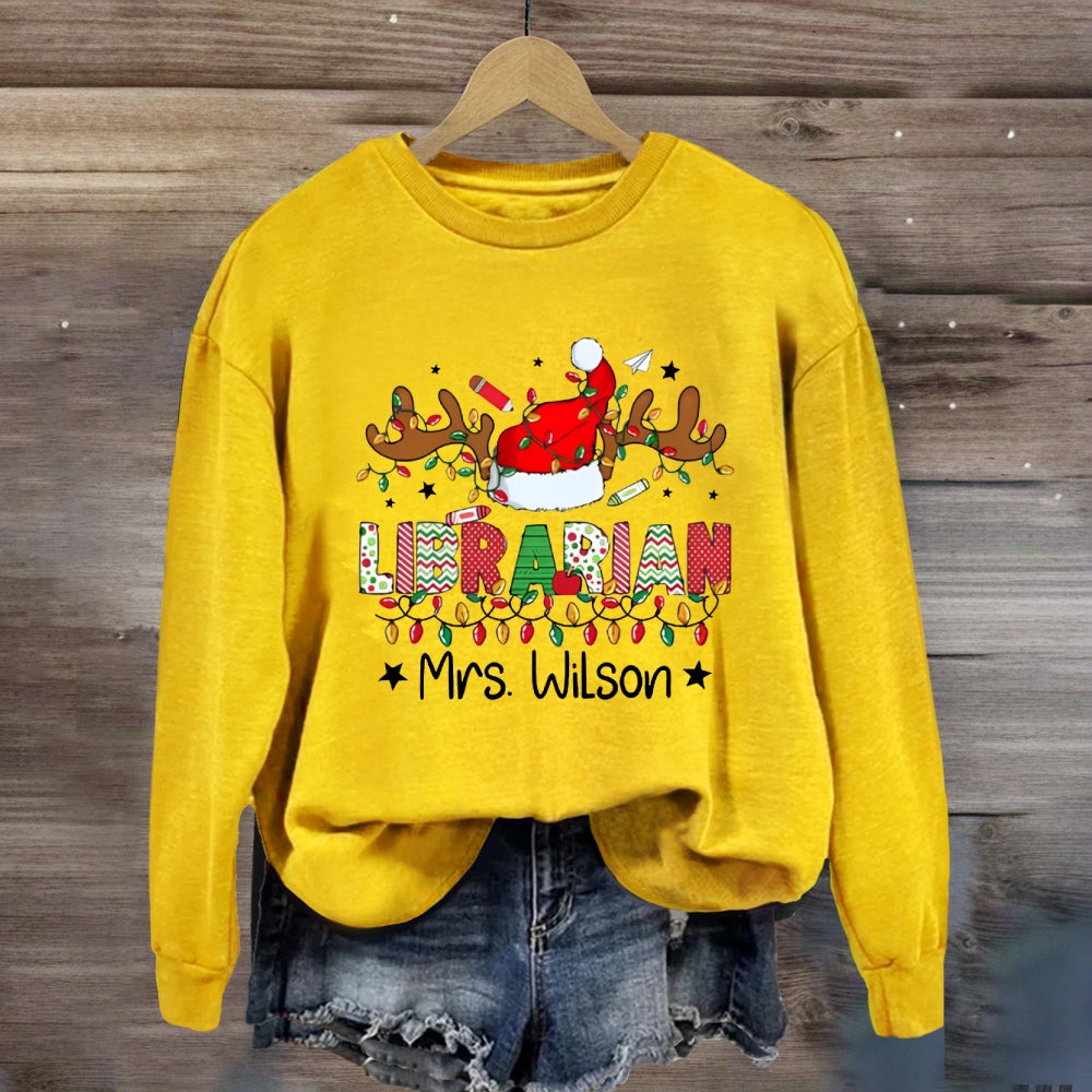 Personalized Name Christmas Librarin Sweatshirt
