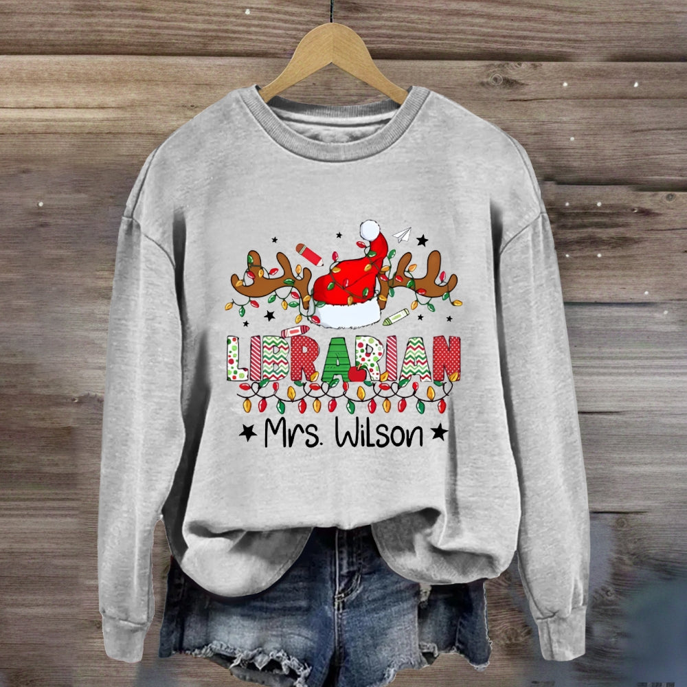 Personalized Name Christmas Librarin Sweatshirt