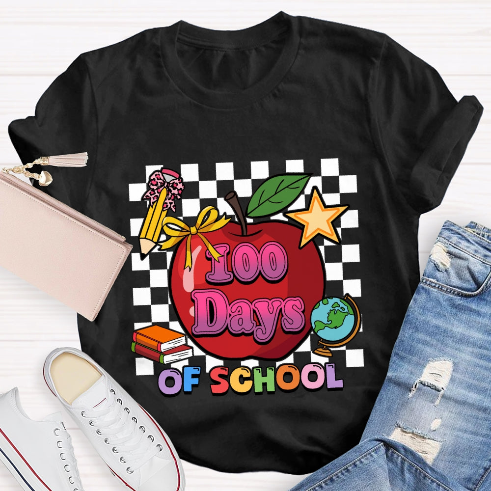 100 Days Of School Apple Chessboard T-Shirt