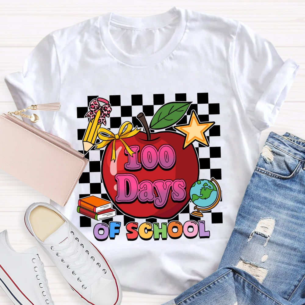 100 Days Of School Apple Chessboard T-Shirt
