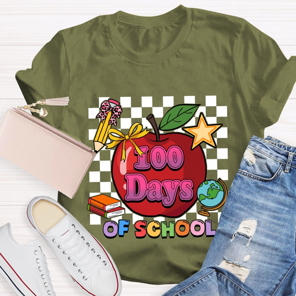100 Days Of School Apple Chessboard T-Shirt