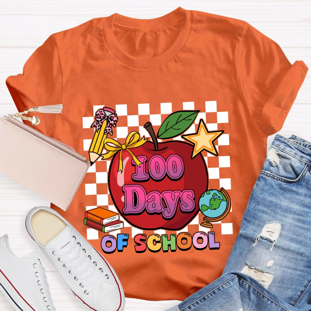 100 Days Of School Apple Chessboard T-Shirt