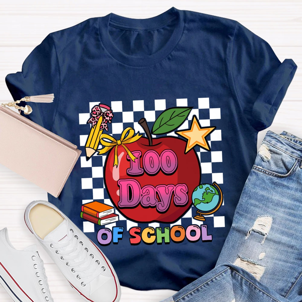 100 Days Of School Apple Chessboard T-Shirt