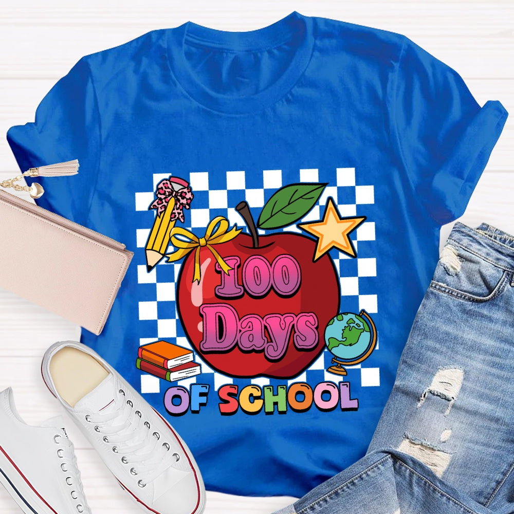 100 Days Of School Apple Chessboard T-Shirt
