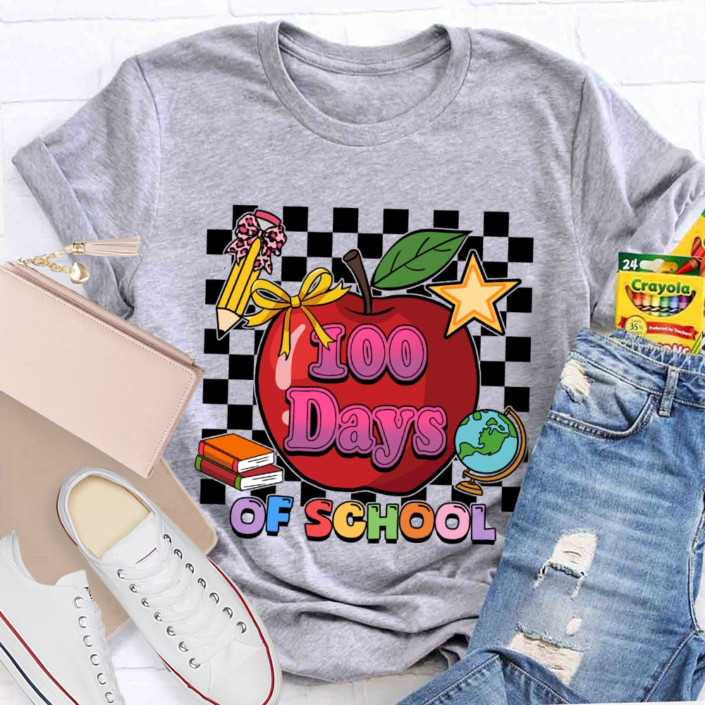 100 Days Of School Apple Chessboard T-Shirt