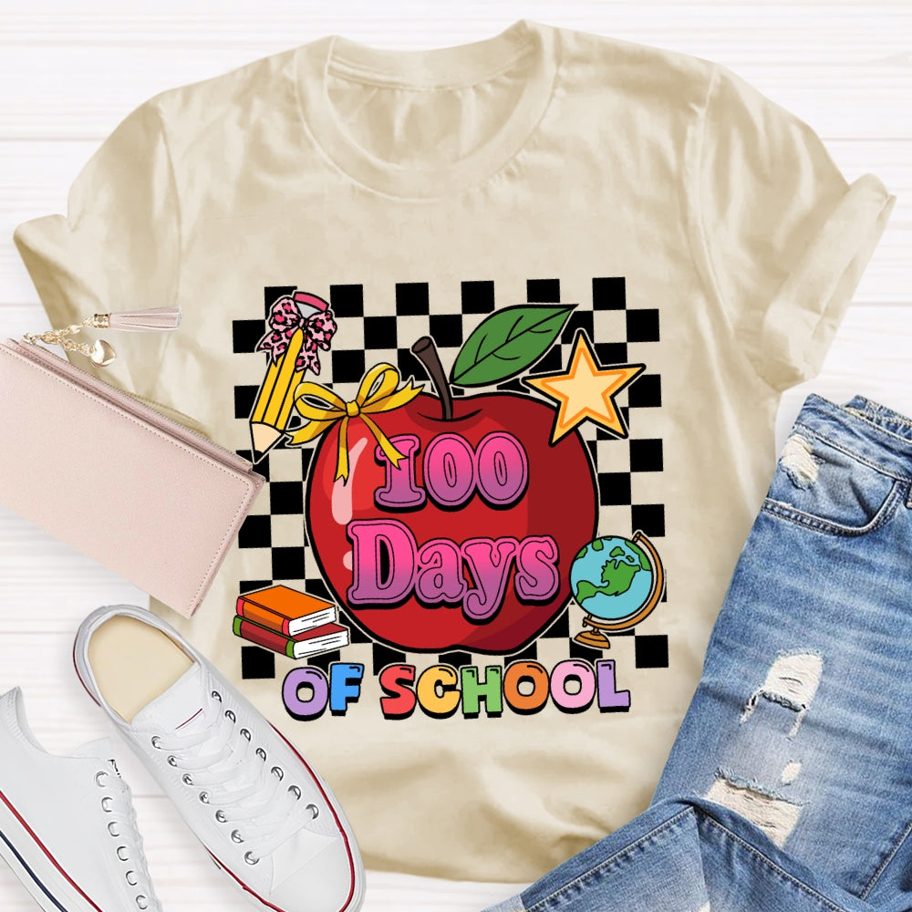 100 Days Of School Apple Chessboard T-Shirt