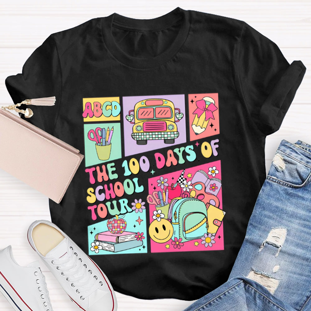 The 100 Days Of School Tour Color Printing T-shirt