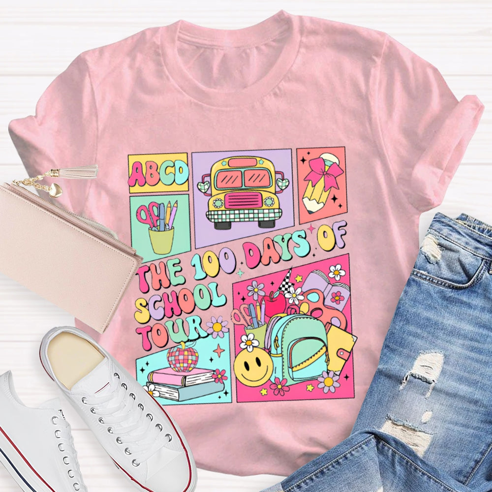 The 100 Days Of School Tour Color Printing T-shirt