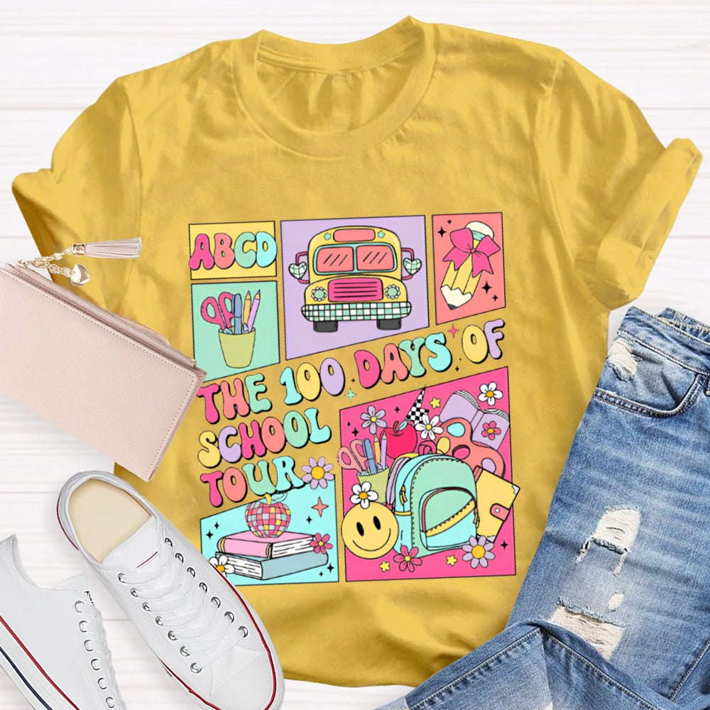 The 100 Days Of School Tour Color Printing T-shirt