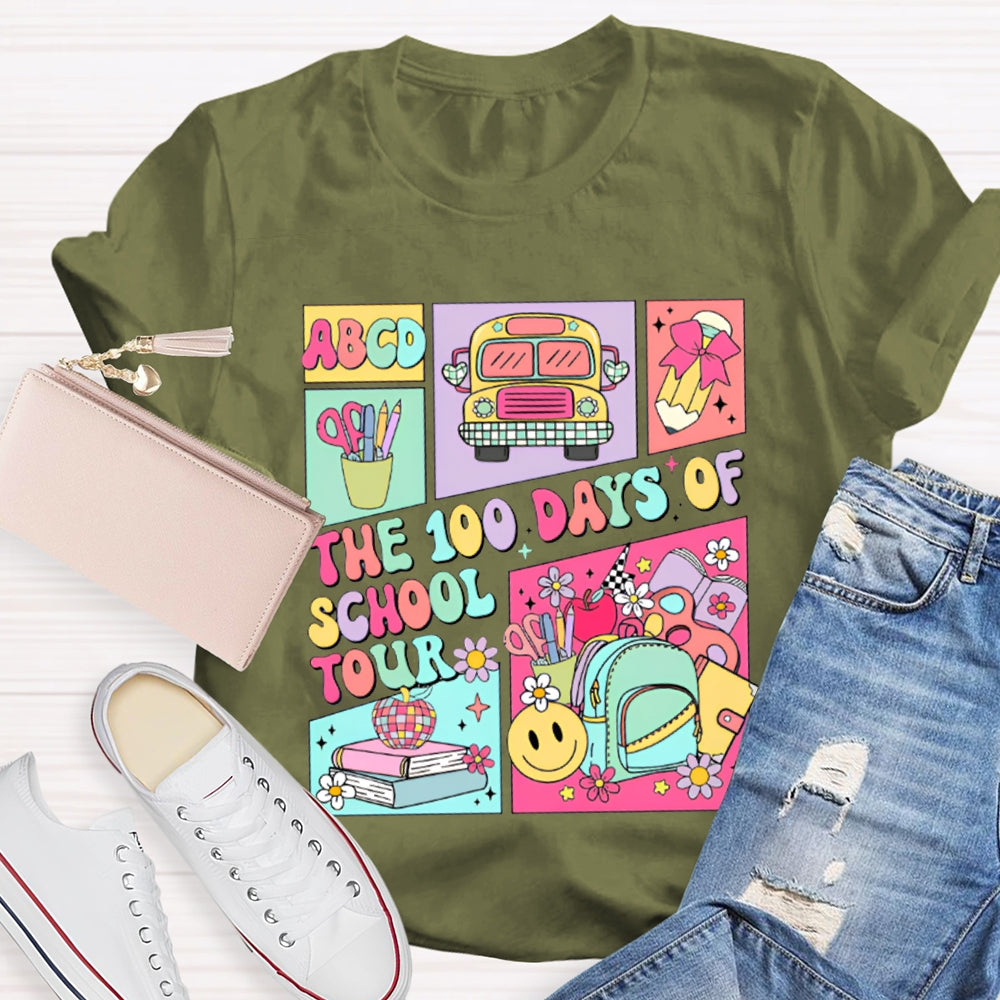 The 100 Days Of School Tour Color Printing T-shirt