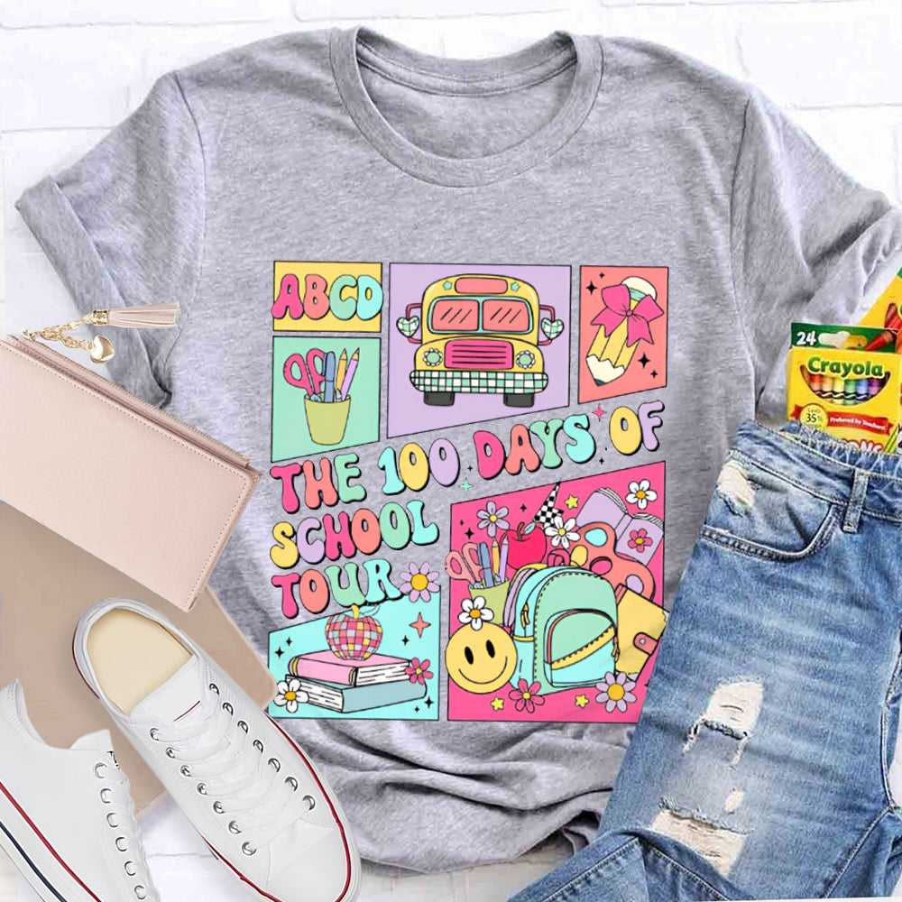 The 100 Days Of School Tour Color Printing T-shirt
