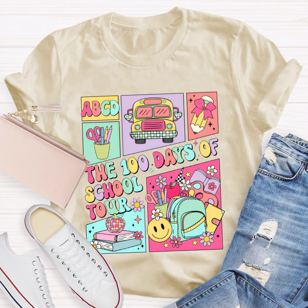 The 100 Days Of School Tour Color Printing T-shirt