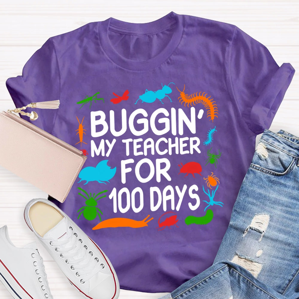 Buggin My Teacher For 100 Days Colorful Animal Prints T-shirt