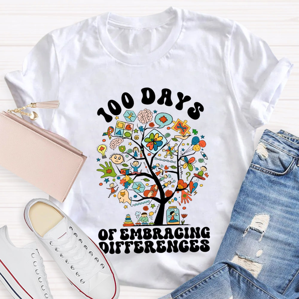 100 Days Of Embracing Differences Colorful Tree T-shirt