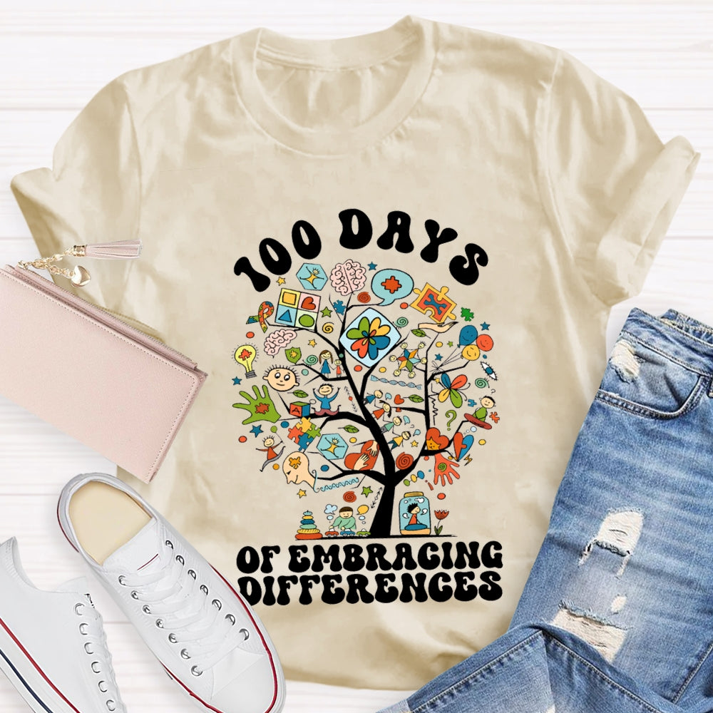 100 Days Of Embracing Differences Colorful Tree T-shirt