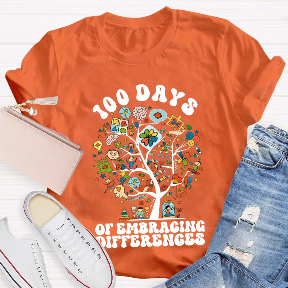 100 Days Of Embracing Differences Colorful Tree T-shirt