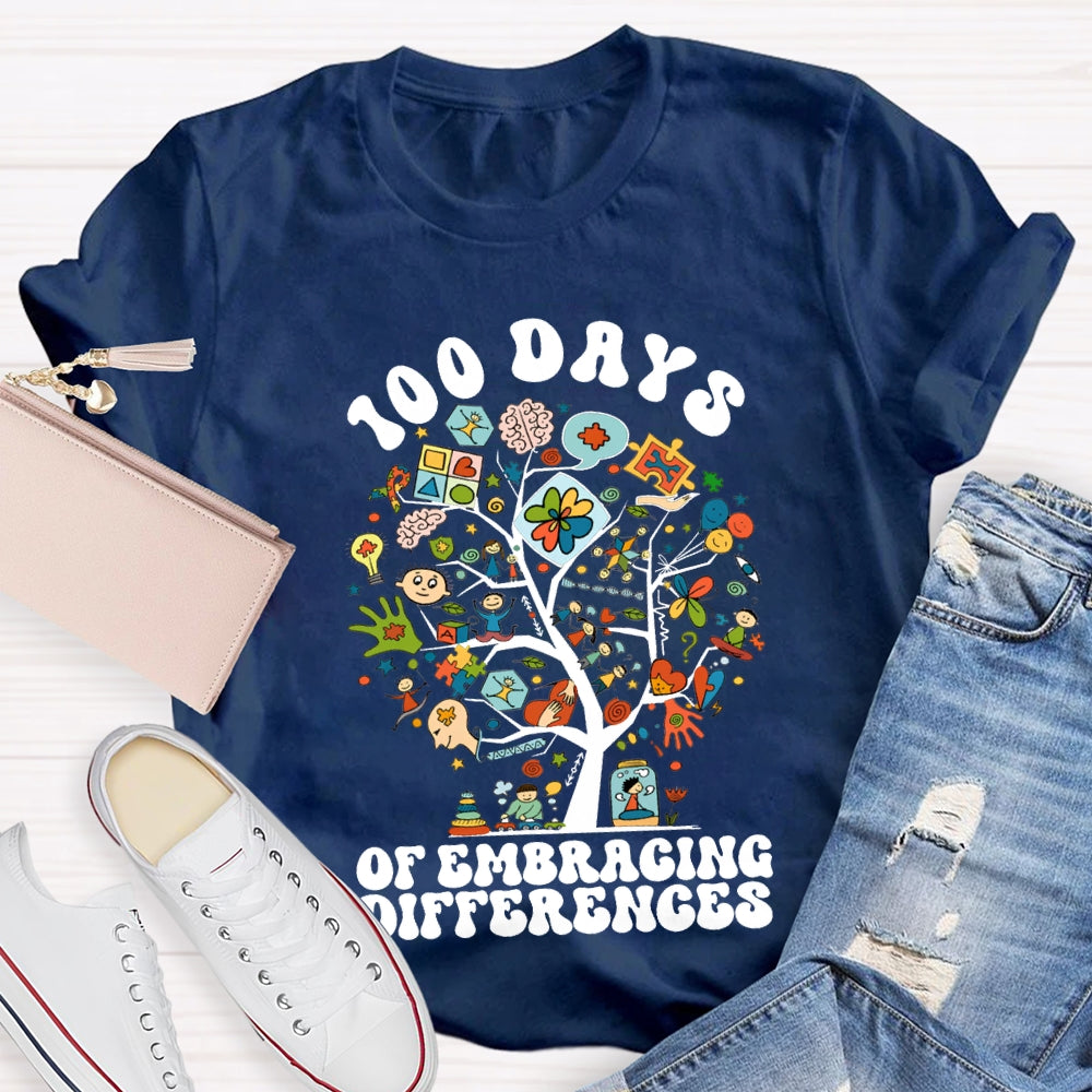100 Days Of Embracing Differences Colorful Tree T-shirt