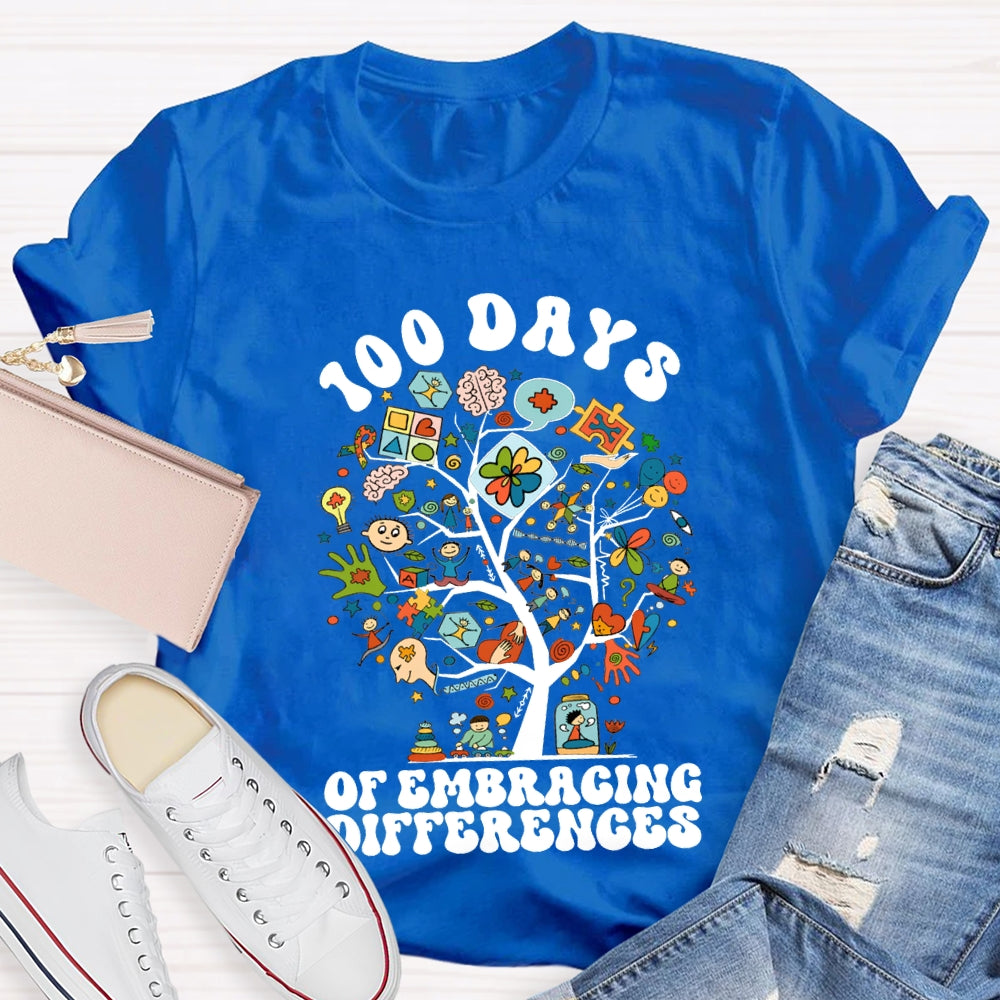 100 Days Of Embracing Differences Colorful Tree T-shirt