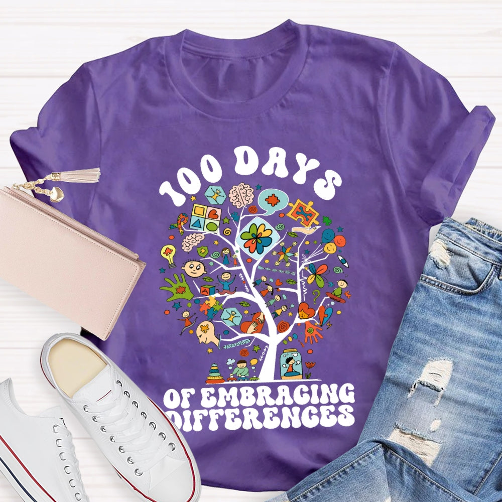 100 Days Of Embracing Differences Colorful Tree T-shirt