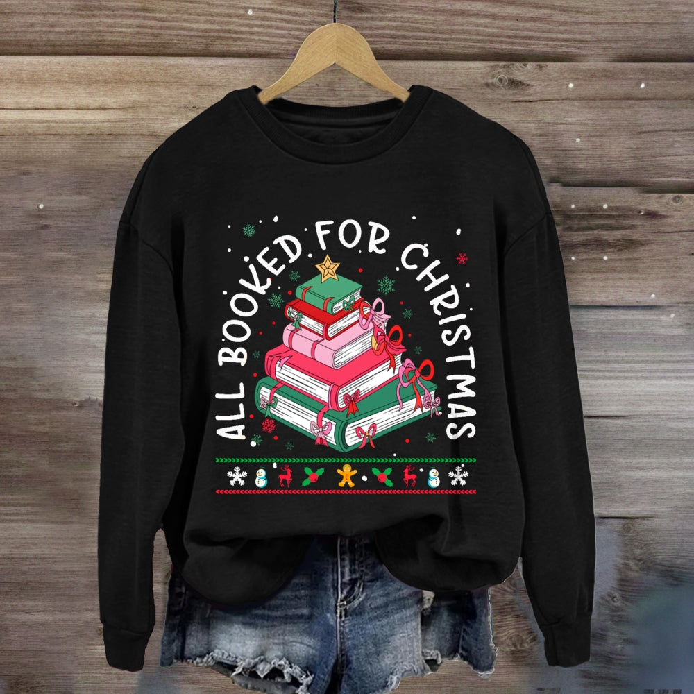 All Booked For Christmas Snowflake Sweatshirt