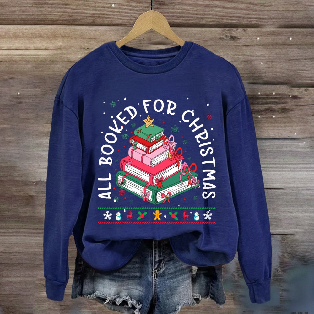 All Booked For Christmas Snowflake Sweatshirt