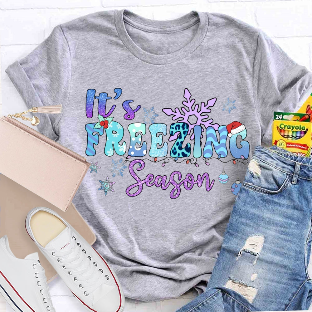 It'S Freezing Season Snowflakes And Christmas Lights T-shirt
