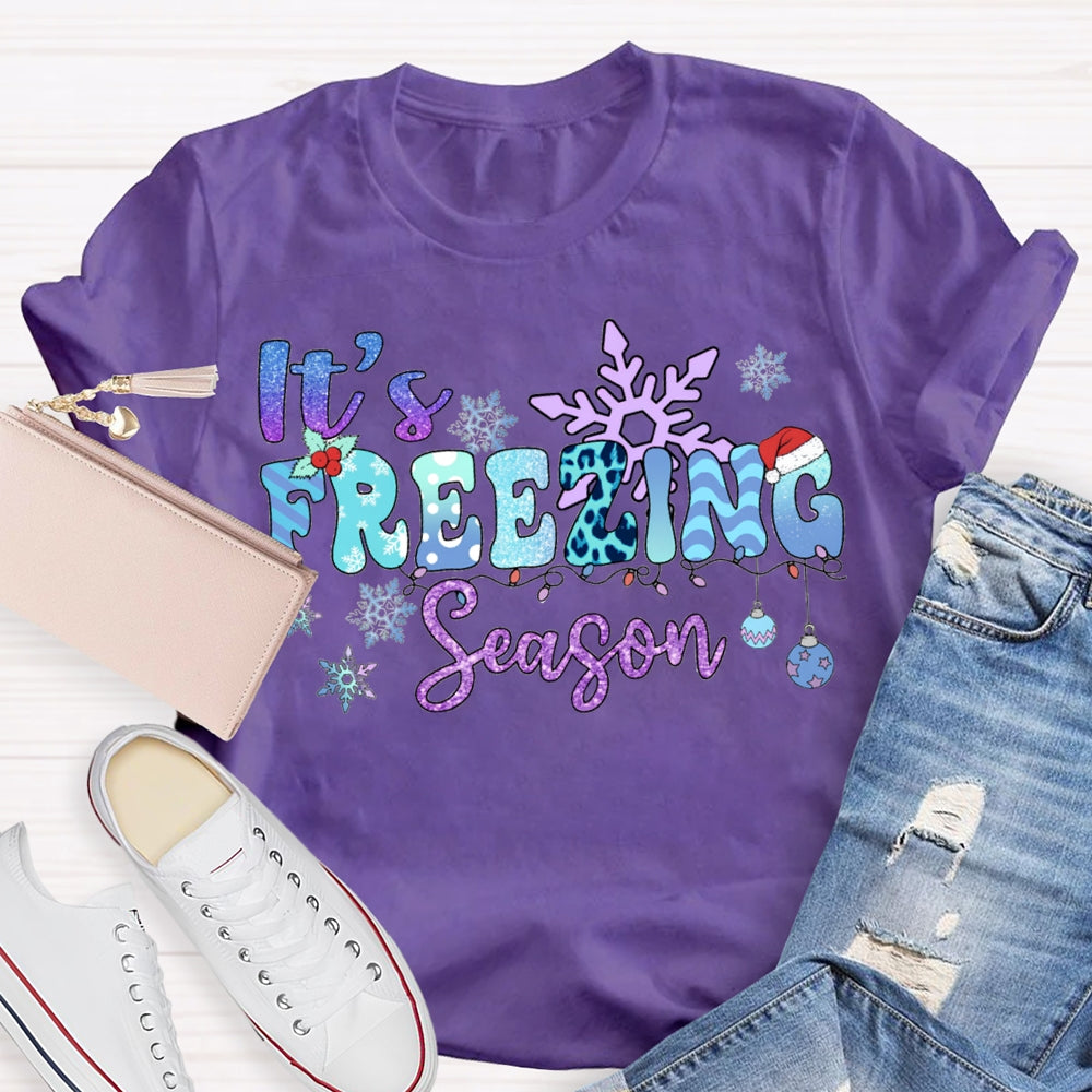 It'S Freezing Season Snowflakes And Christmas Lights T-shirt