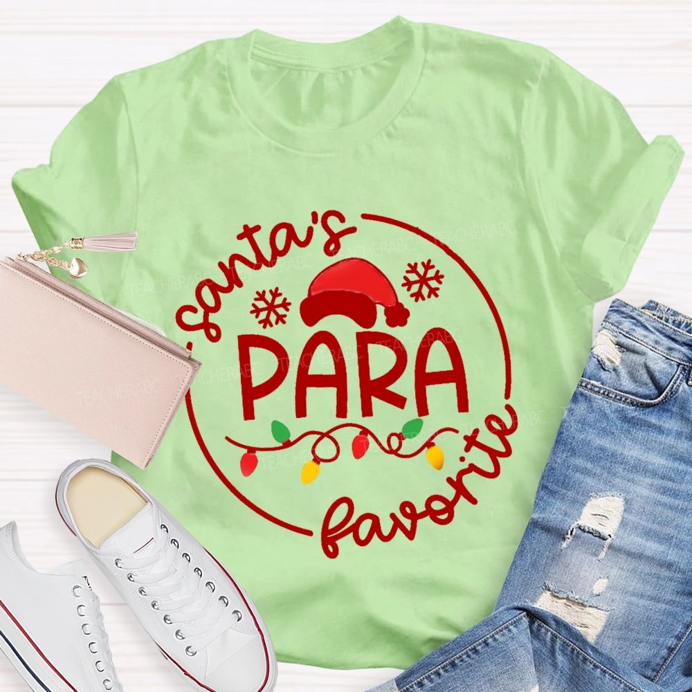 Santa's Favorite Para Christmas Light T-shirt