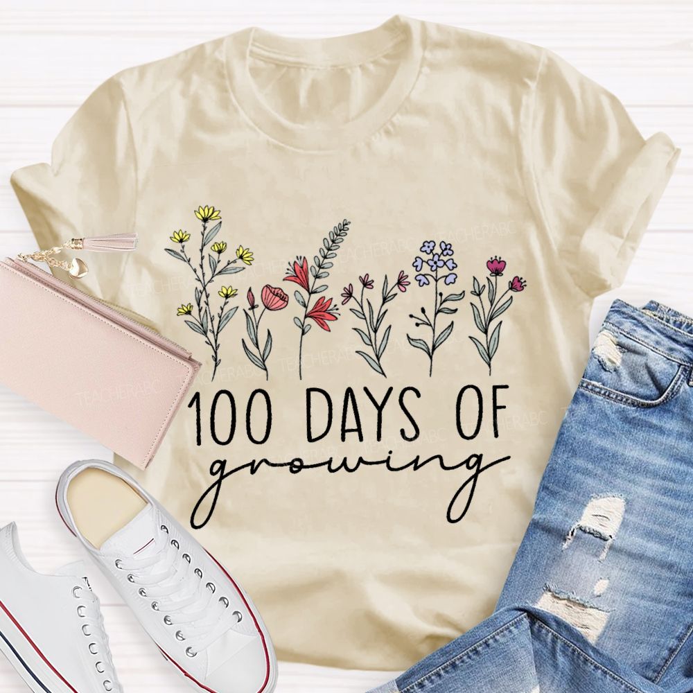 100 Days Of Growing Colorful Bouquet T-shirt