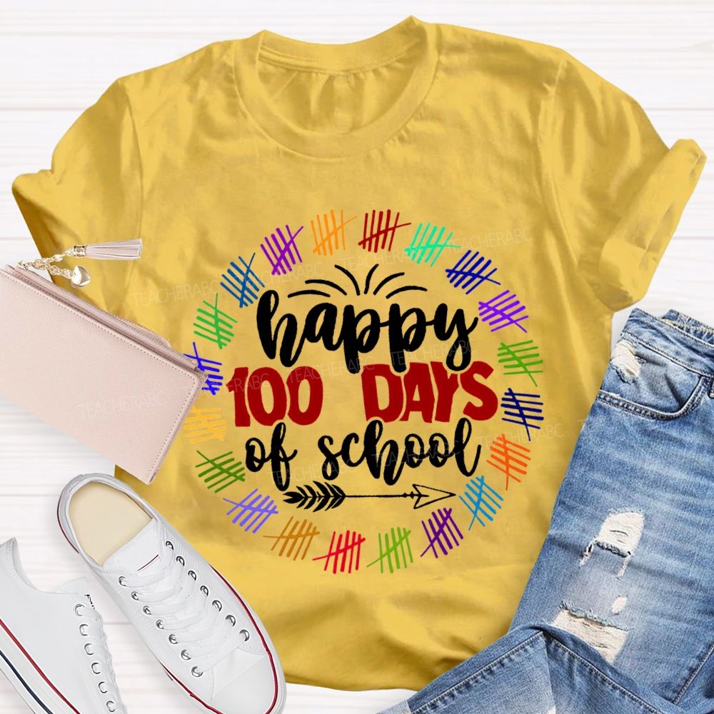 Happy 100 Days Of School Color Printing T-shirt