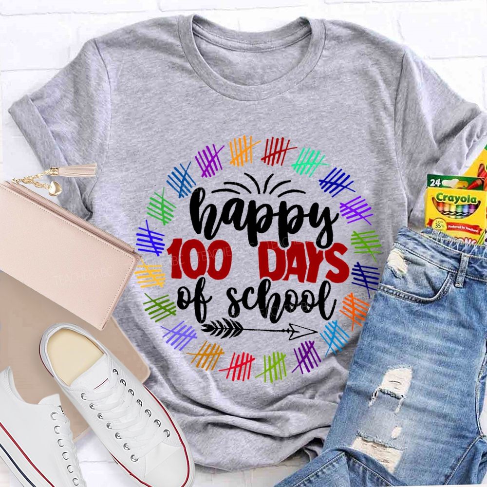 Happy 100 Days Of School Color Printing T-shirt