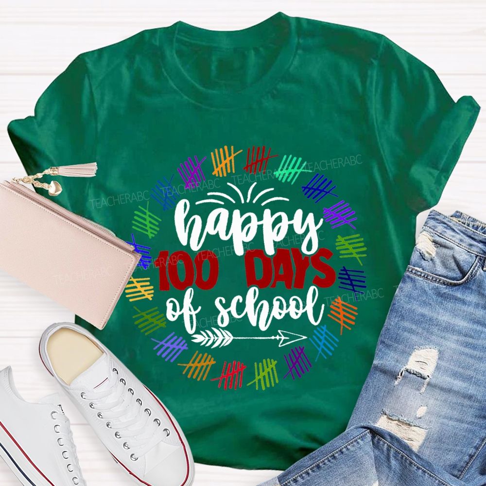 Happy 100 Days Of School Color Printing T-shirt