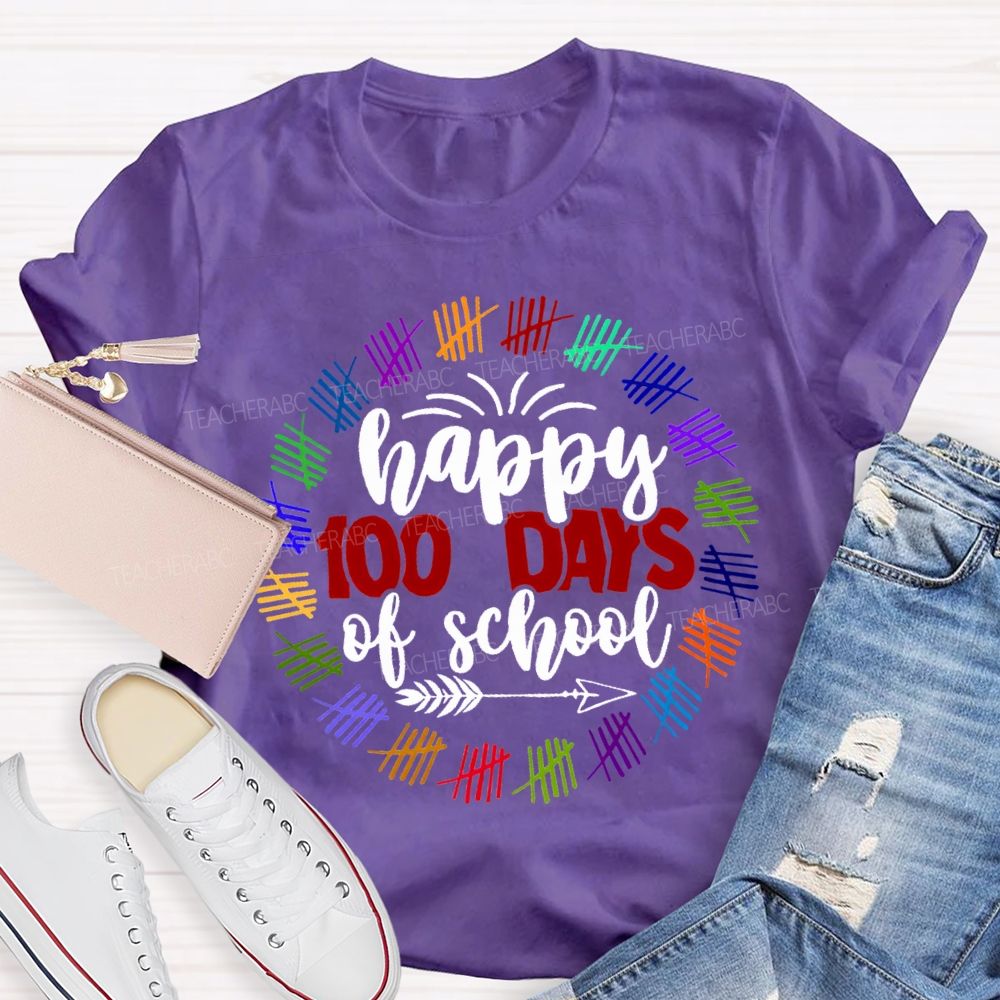 Happy 100 Days Of School Color Printing T-shirt