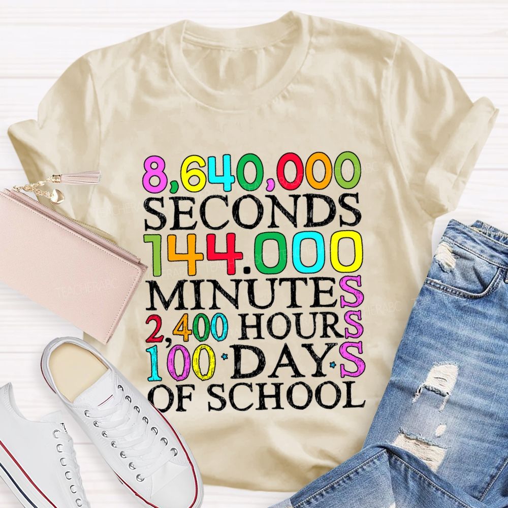 Seconds Minutes Hours 100 Days Of School T-shirt