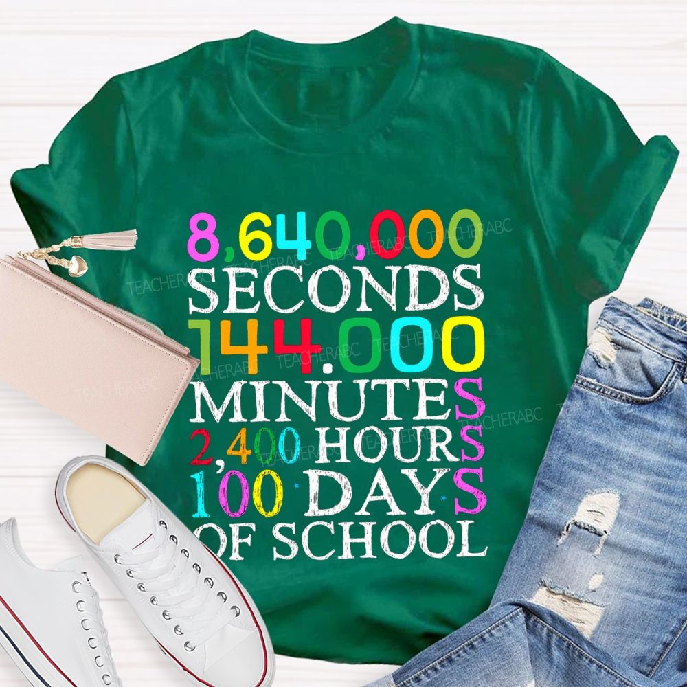 Seconds Minutes Hours 100 Days Of School T-shirt
