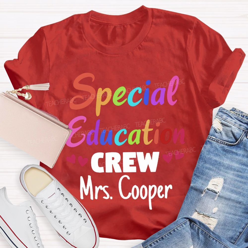 Personalized Name Special Education Crew And Little Peach Heart T-shirt