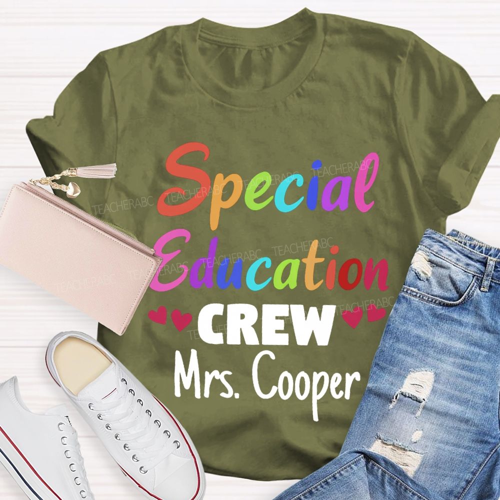 Personalized Name Special Education Crew And Little Peach Heart T-shirt