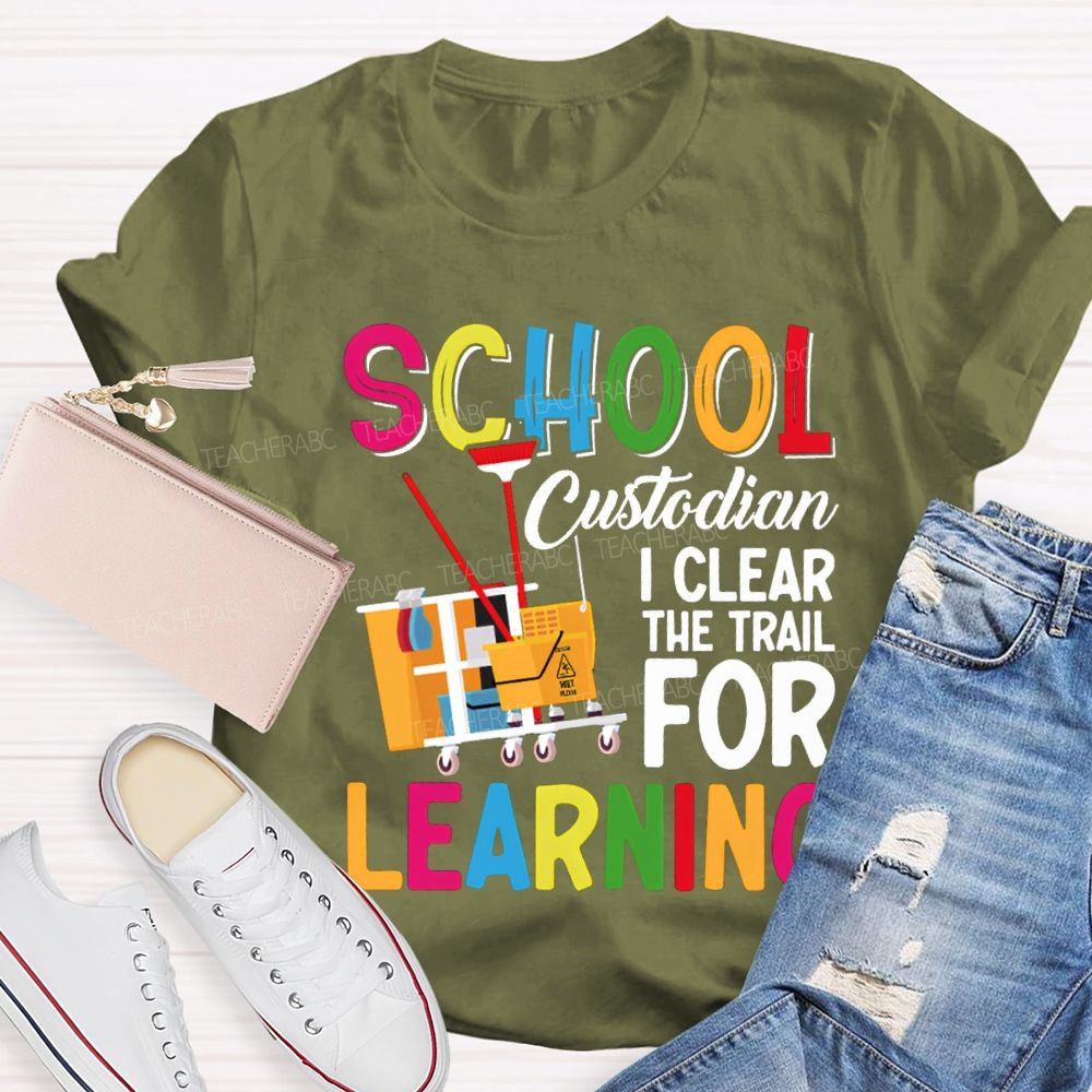 School Custodian I Clear For Learning Garbage Truck T-shirt