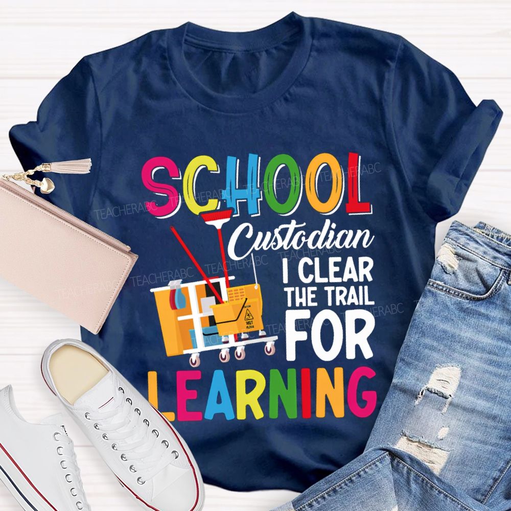 School Custodian I Clear For Learning Garbage Truck T-shirt