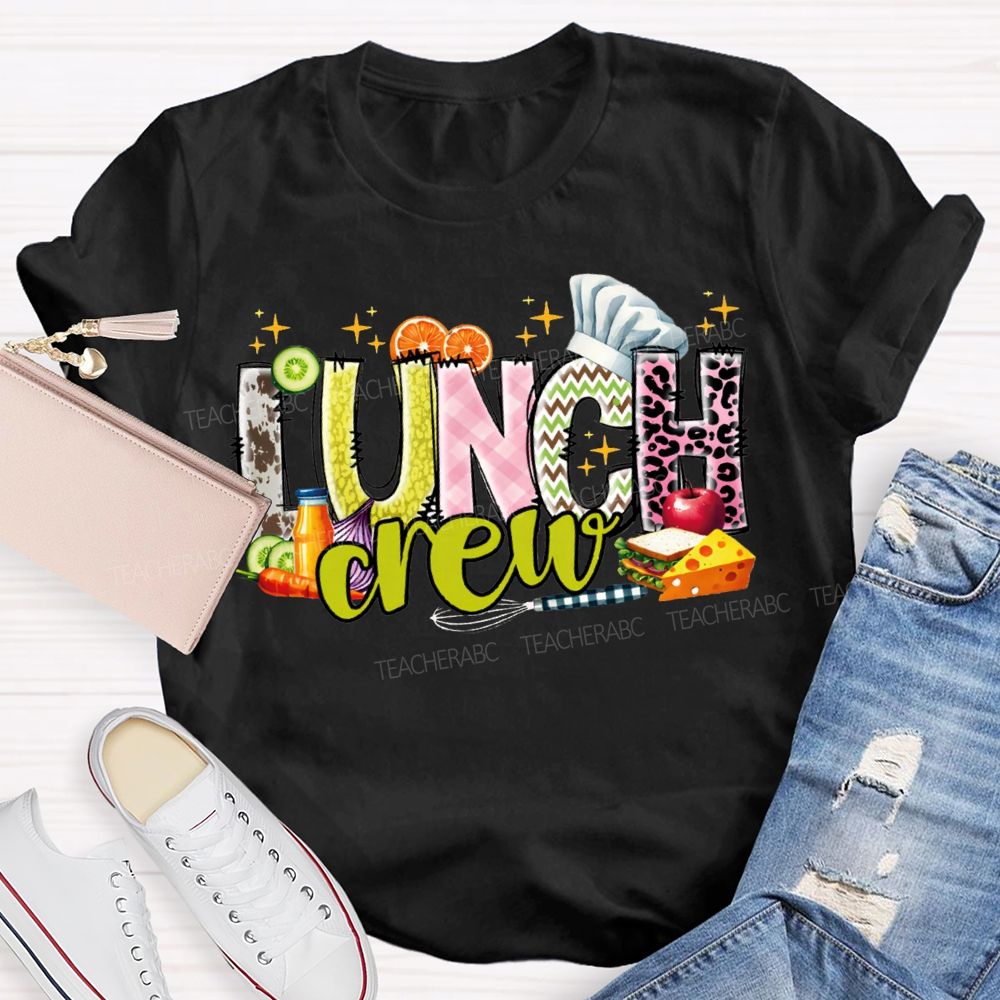Lunch Crew Chef'S Hat And Sandwich Print T-shirt