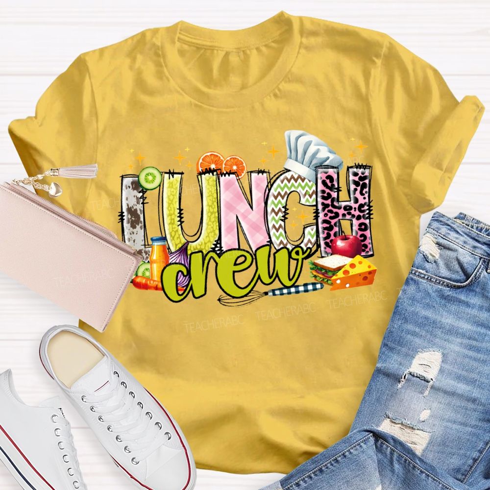 Lunch Crew Chef'S Hat And Sandwich Print T-shirt