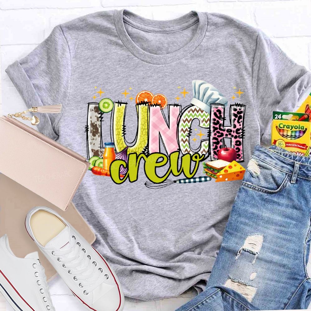 Lunch Crew Chef'S Hat And Sandwich Print T-shirt