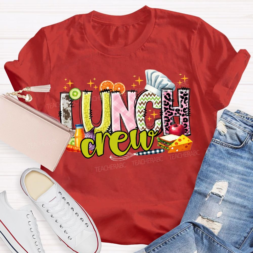 Lunch Crew Chef'S Hat And Sandwich Print T-shirt