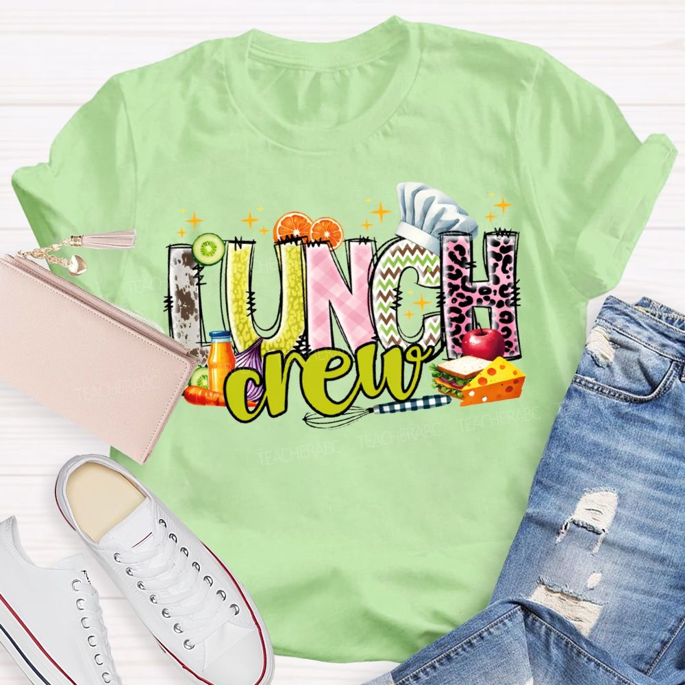 Lunch Crew Chef'S Hat And Sandwich Print T-shirt