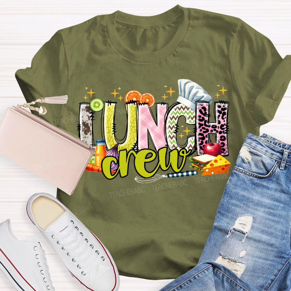 Lunch Crew Chef'S Hat And Sandwich Print T-shirt