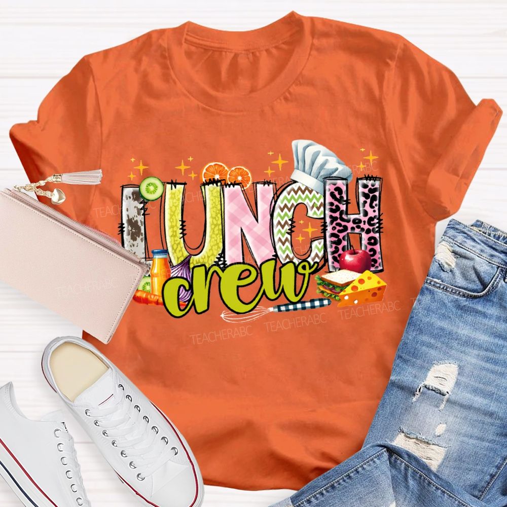 Lunch Crew Chef'S Hat And Sandwich Print T-shirt