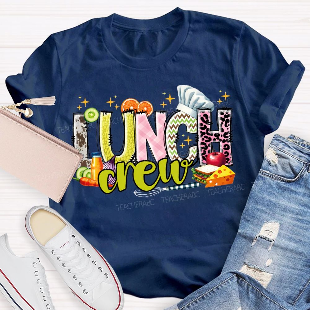 Lunch Crew Chef'S Hat And Sandwich Print T-shirt