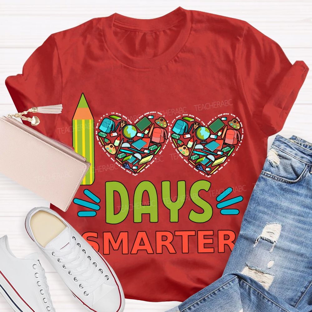 100 Days Smarter Heart Print T-shirt
