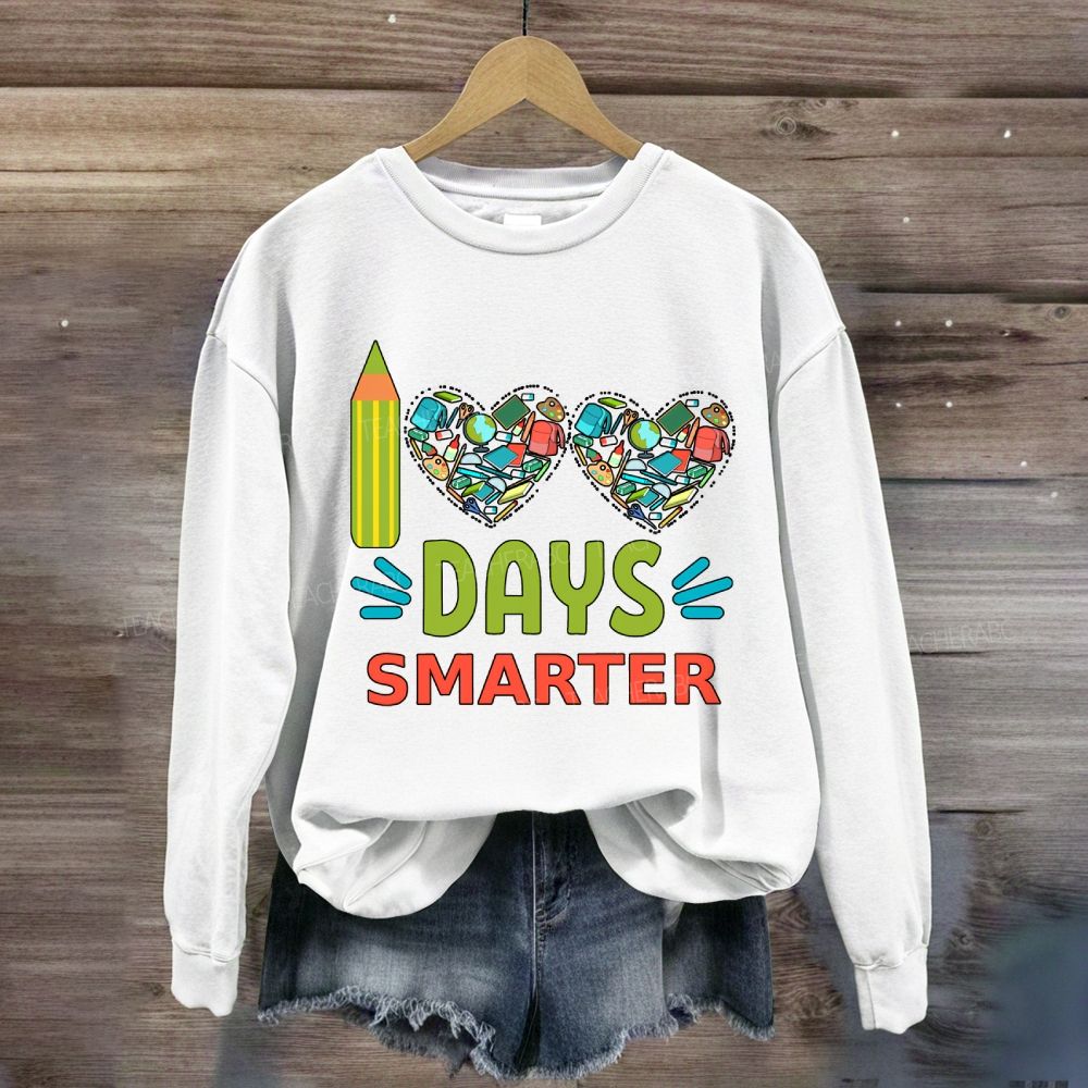 100 Days Smarter Heart Print Sweatshirt