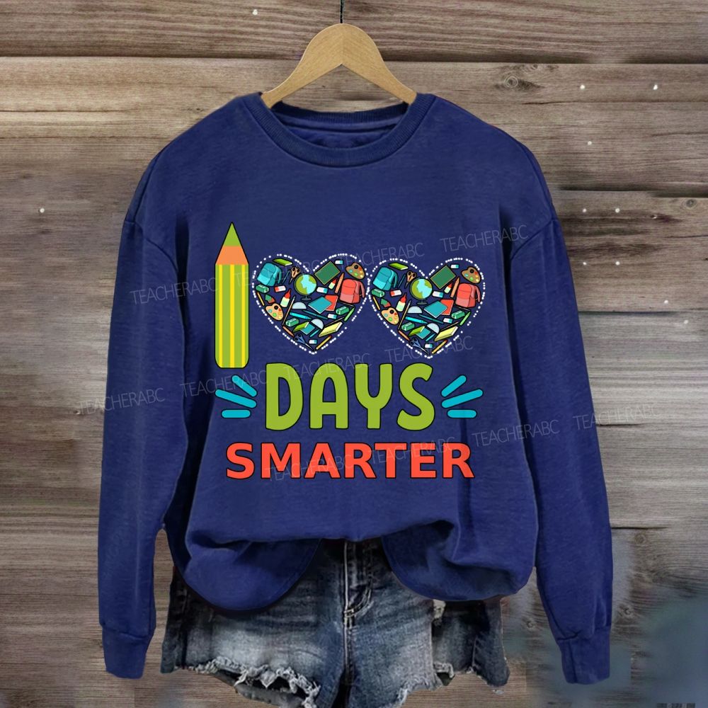 100 Days Smarter Heart Print Sweatshirt